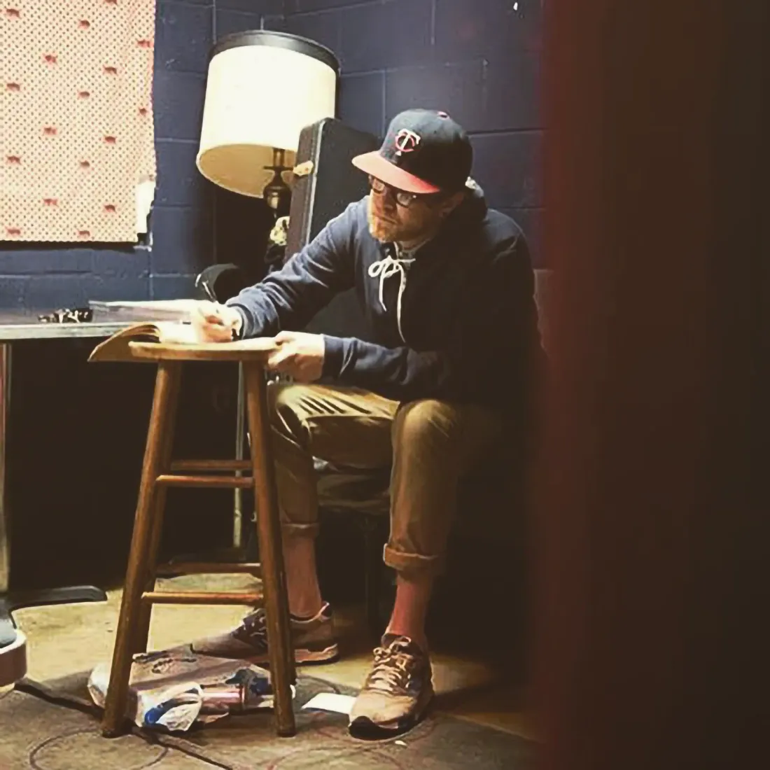 Ryan Kopperud writing backstage